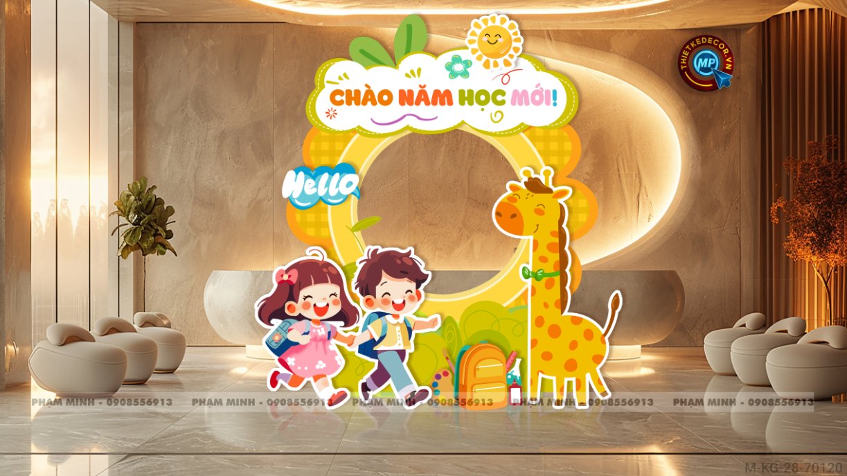 File thiết kế khung chụp ảnh khai giảng chào mừng năm học mới 2025 - 2026 sang trọng, dễ thương, đáng yêu