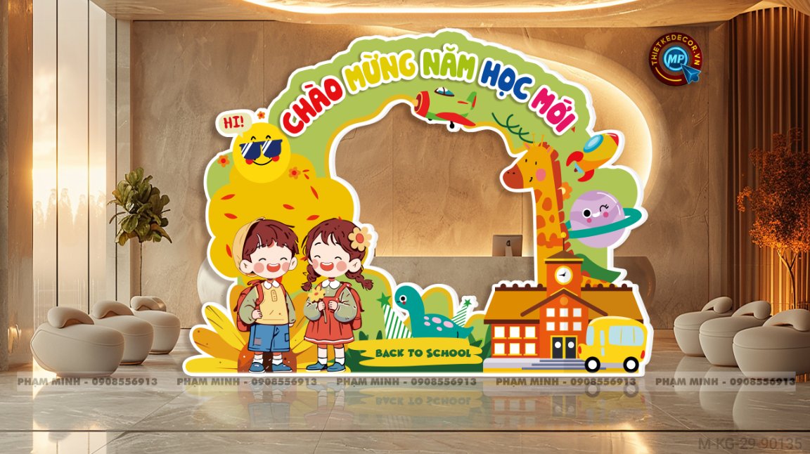 File thiết kế khung chụp ảnh khai giảng chào mừng năm học mới 2025 - 2026 sang trọng, dễ thương, đáng yêu