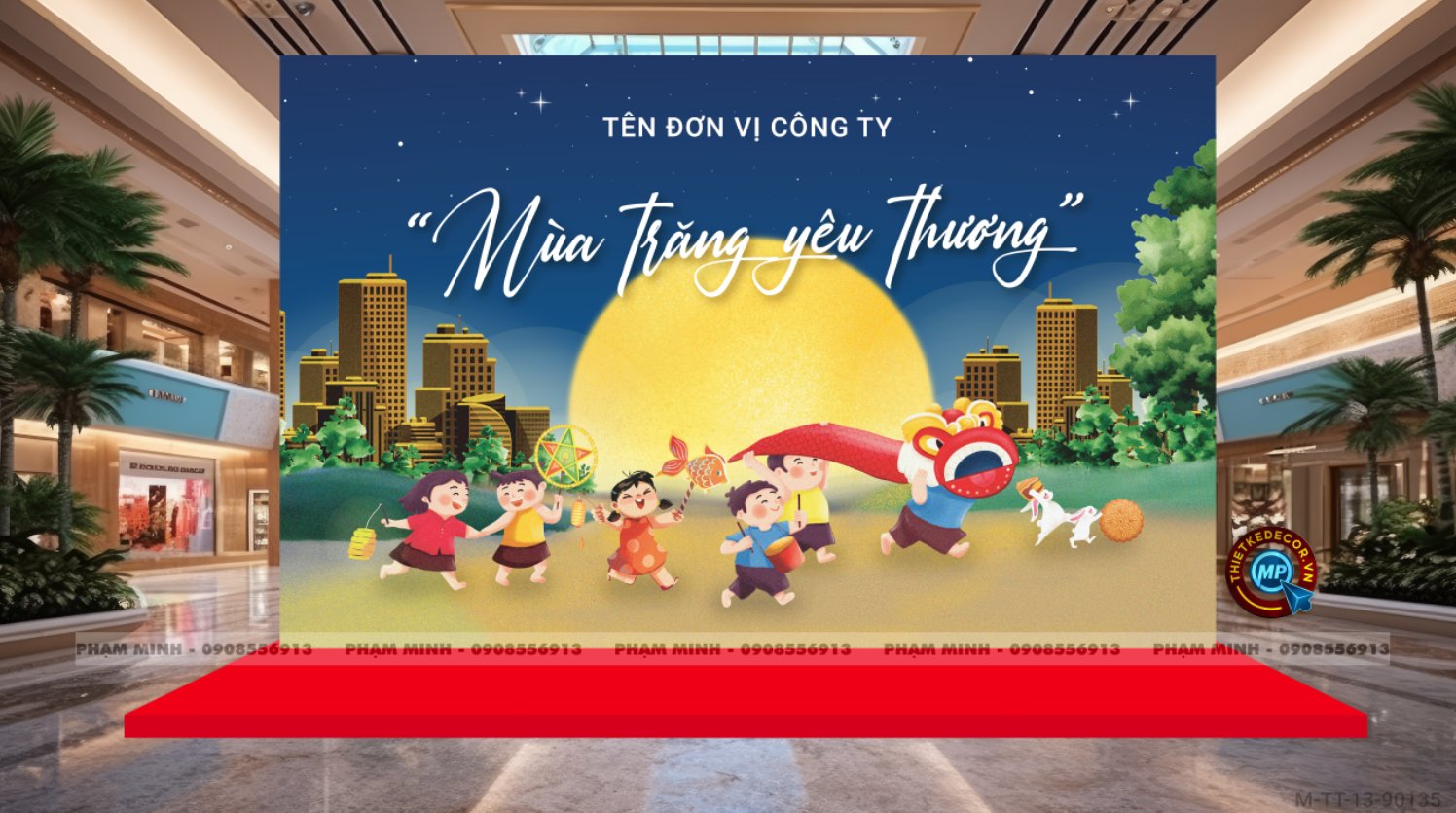 File thiết kế Background trang trí trung thu, bạt sự kiện trung thu sang trọng, đáng yêu