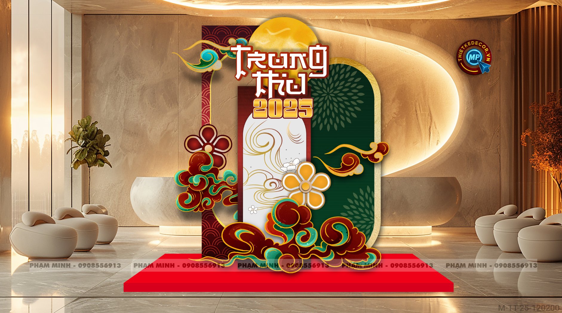 File thiết kế Background trang trí trung thu, bạt sự kiện trung thu sang trọng, đáng yêu