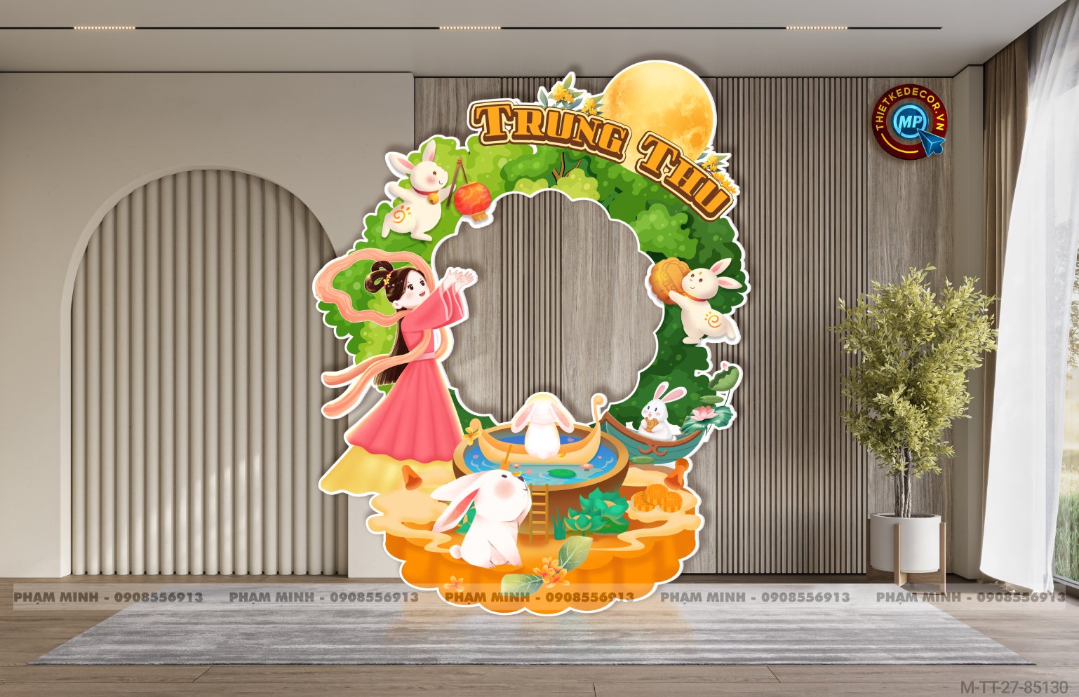 Khung Checkin trang trí trung thu 2025 sang trọng, dễ thương, đáng yêu