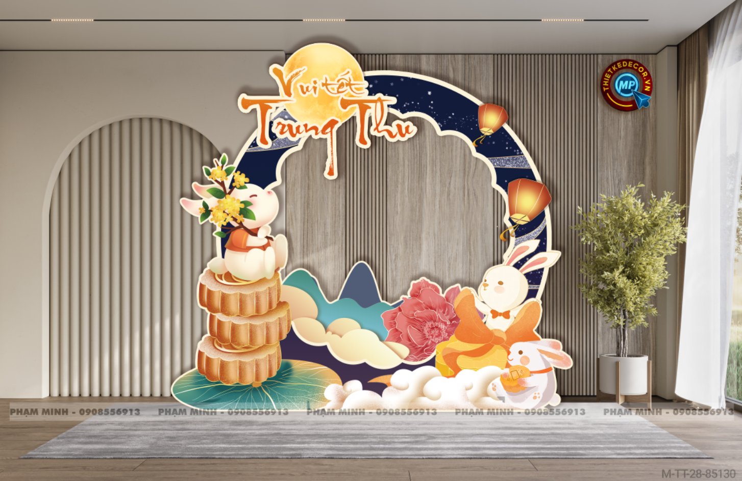 Khung Checkin trang trí trung thu 2025 sang trọng, dễ thương, đáng yêu