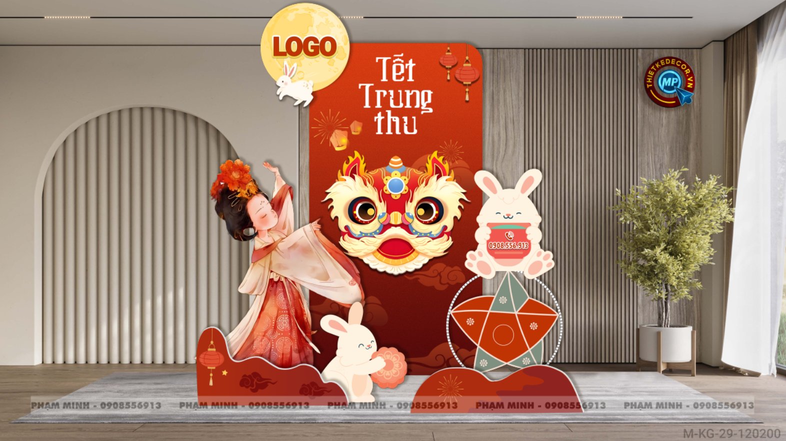 File thiết kế Background trang trí trung thu, bạt sự kiện trung thu sang trọng, đáng yêu