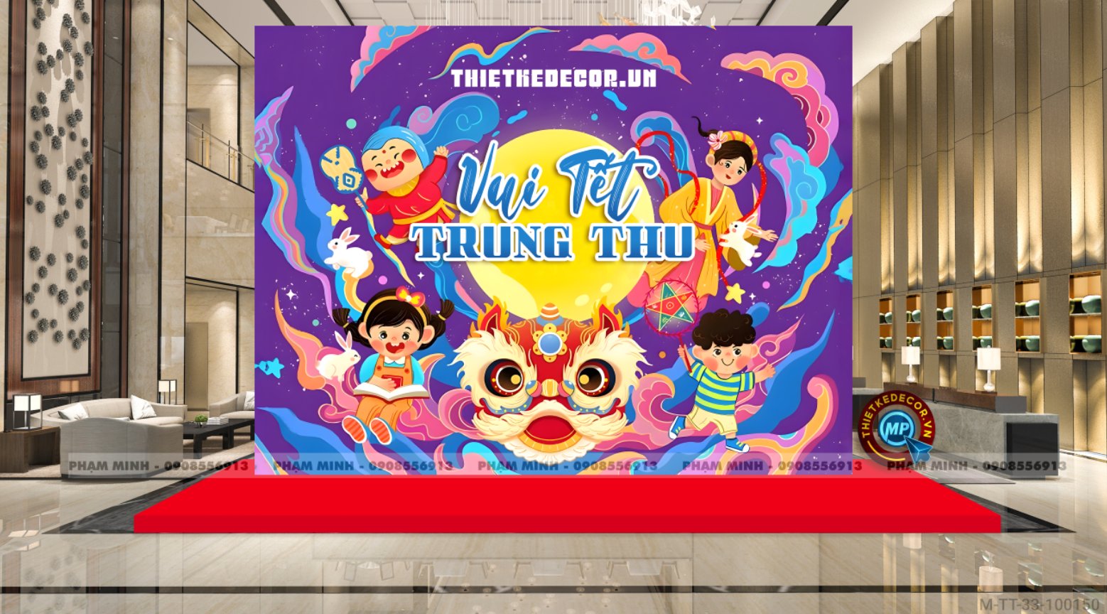 File thiết kế Background trang trí trung thu, bạt sự kiện trung thu sang trọng, đáng yêu