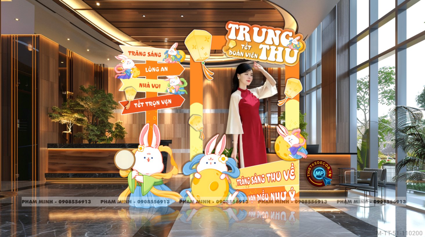 Khung Checkin trang trí trung thu 2025 sang trọng, dễ thương, đáng yêu