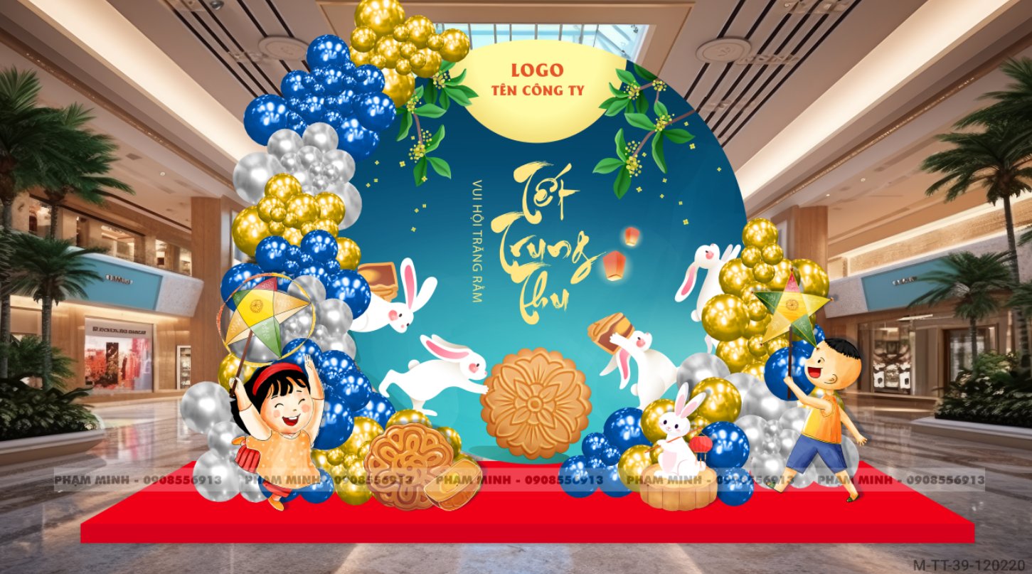 File thiết kế Background trang trí trung thu, bạt sự kiện trung thu sang trọng, đáng yêu