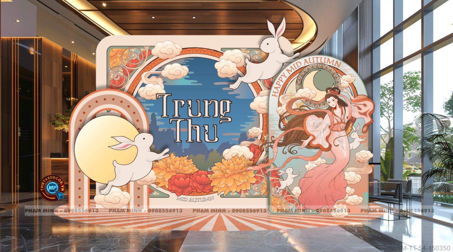 File thiết kế decor trang trí trung thu phong cách cổ điển sang trọng cho nhà hàng, khách sạn, siêu thị, công ty,...