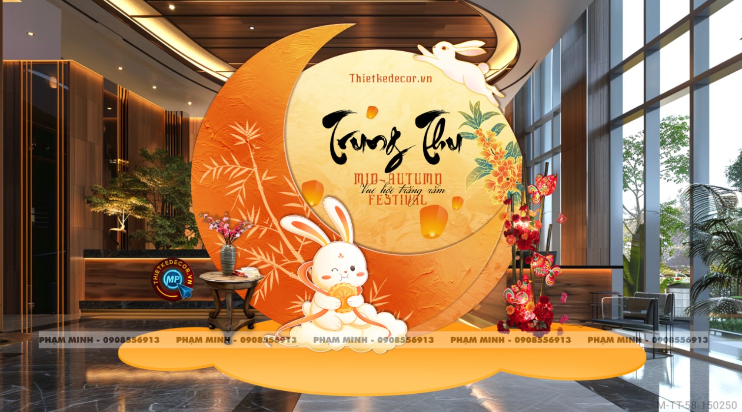 File thiết kế Background trang trí trung thu, bạt sự kiện trung thu sang trọng, đáng yêu