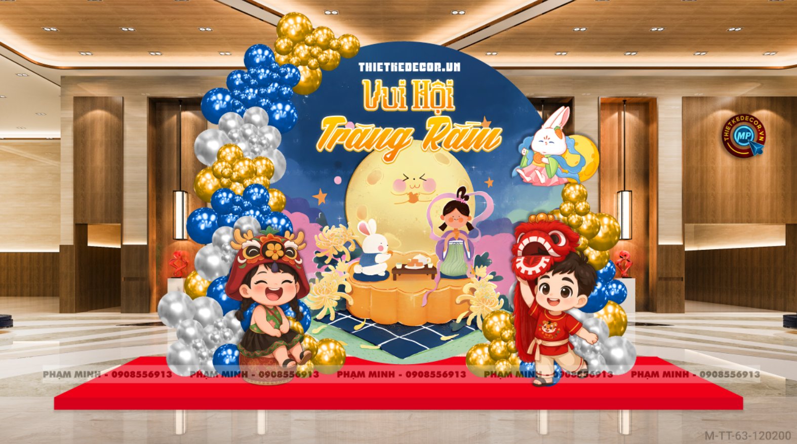 File thiết kế Background tròn trang trí trung thu, bạt sự kiện trung thu sang trọng, đáng yêu