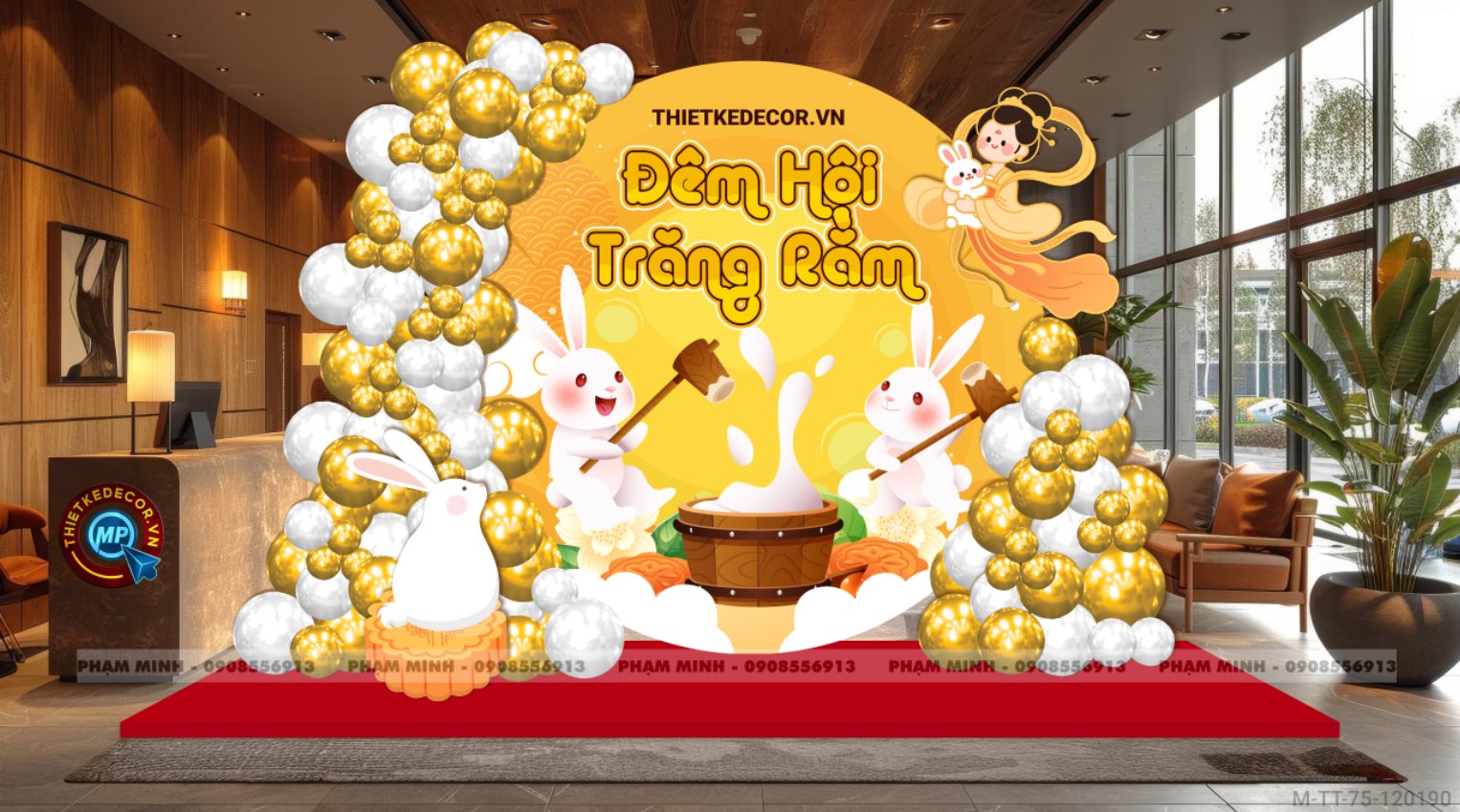 File thiết kế Background trang trí trung thu, bạt sự kiện trung thu sang trọng, đáng yêu