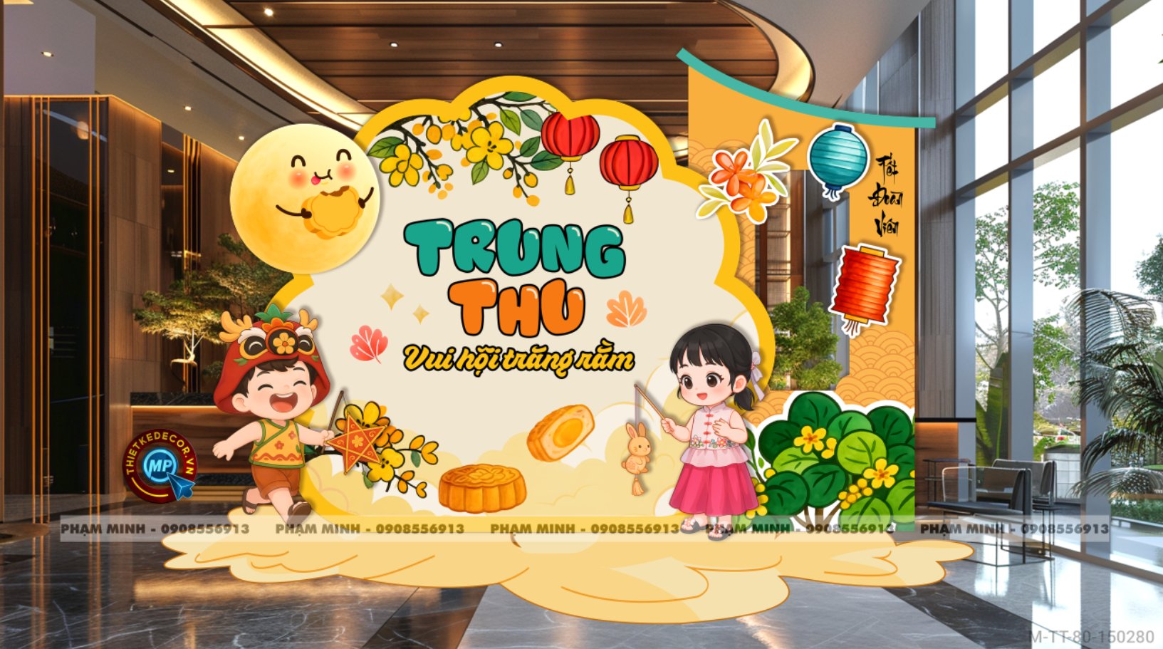File thiết kế Trang trí Trung Thu đại sảnh Mall, Chung cư, Nhà Hàng, Khách Sạn Sang trọng trọng, đáng yêu