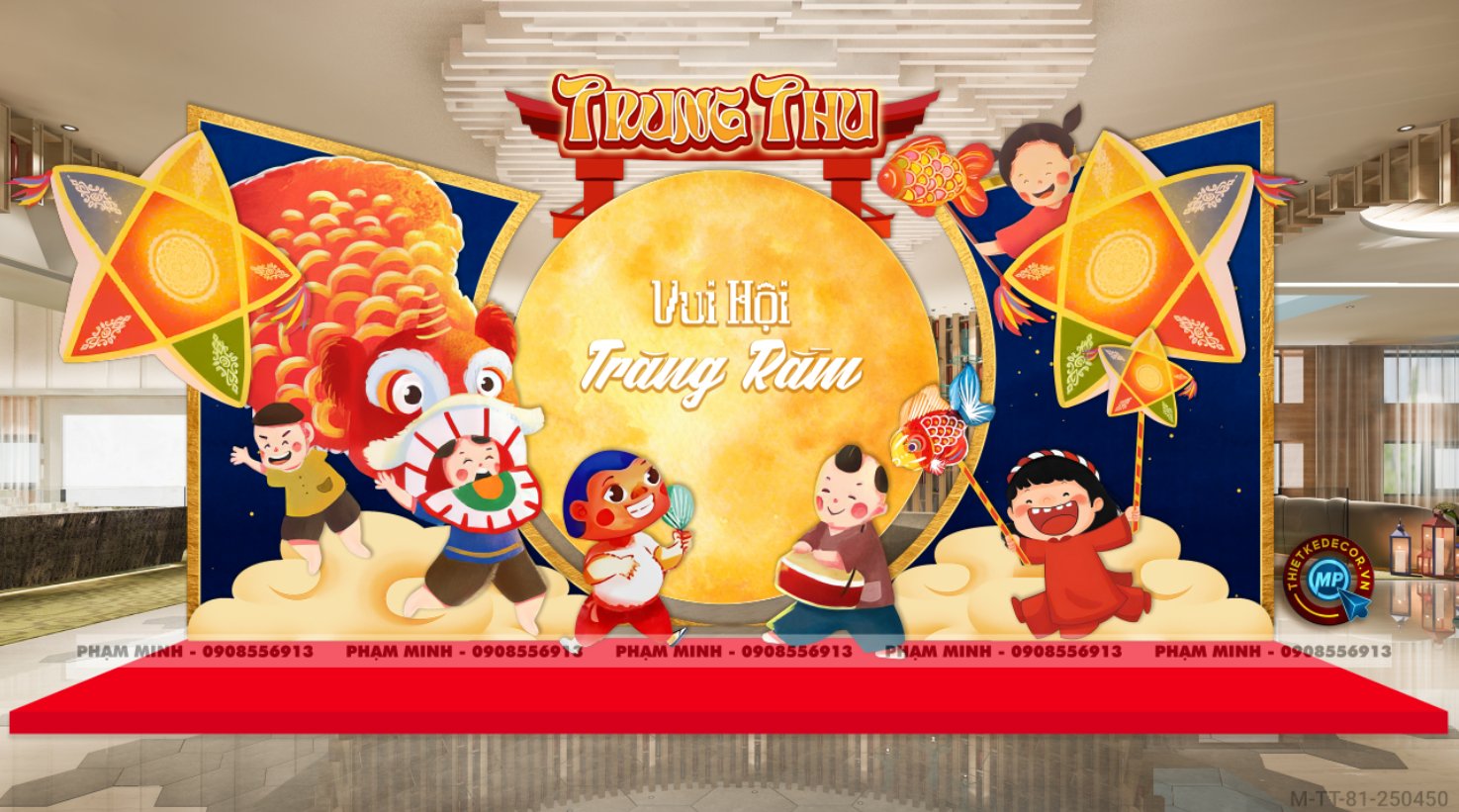 File thiết kế Trang trí Trung Thu cute đại sảnh Mall, Chung cư, Nhà Hàng, Khách Sạn Sang trọng