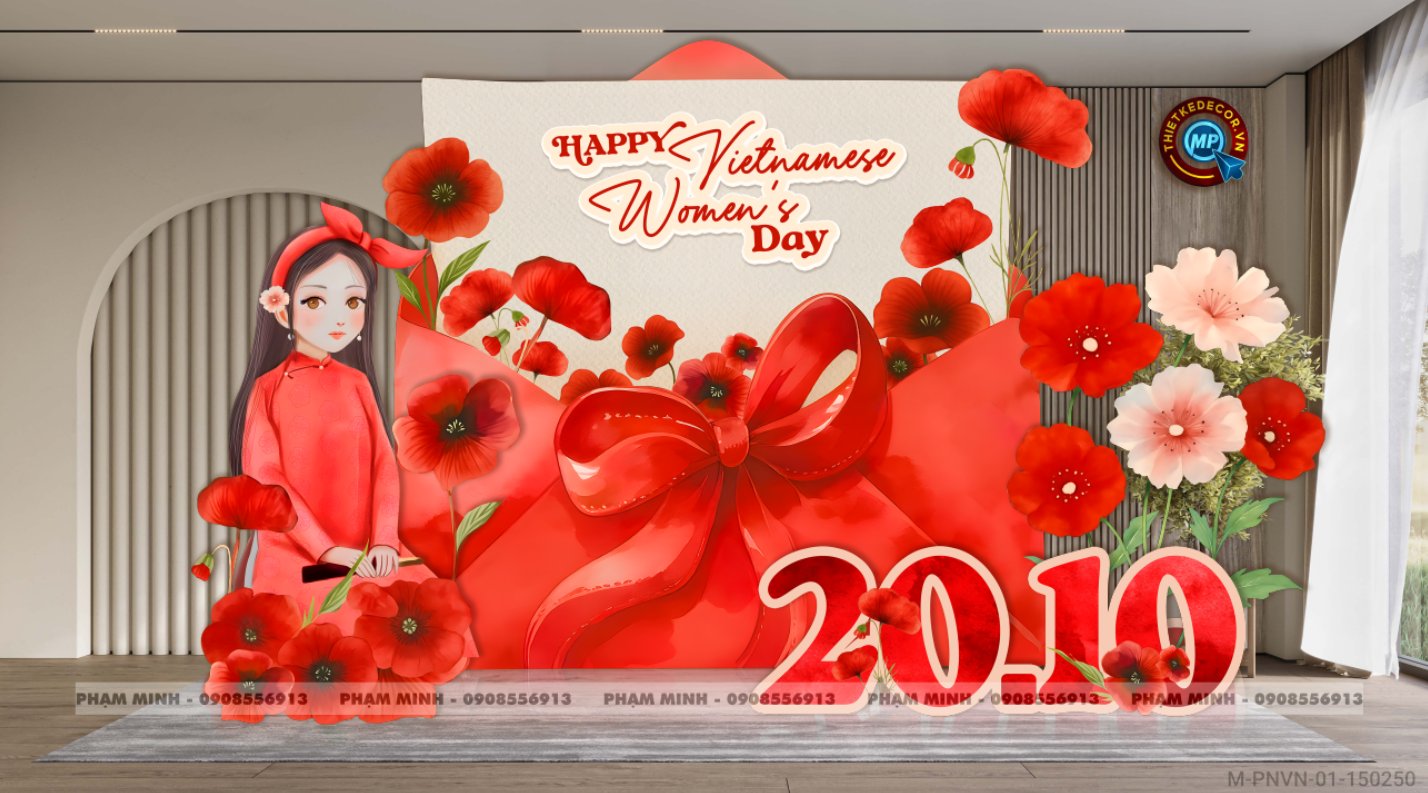 File thiết kế trang trí decor chụp ảnh ngày Phụ nữ Việt Nam 20 tháng 10 Sang trọng Happy women's day