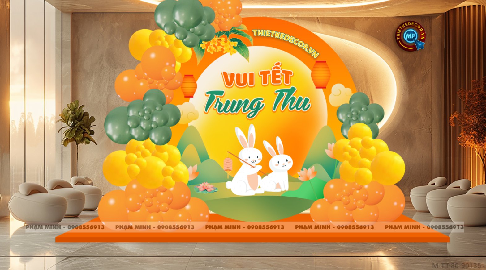 File thiết kế Background trang trí trung thu, bạt sự kiện trung thu sang trọng, đáng yêu