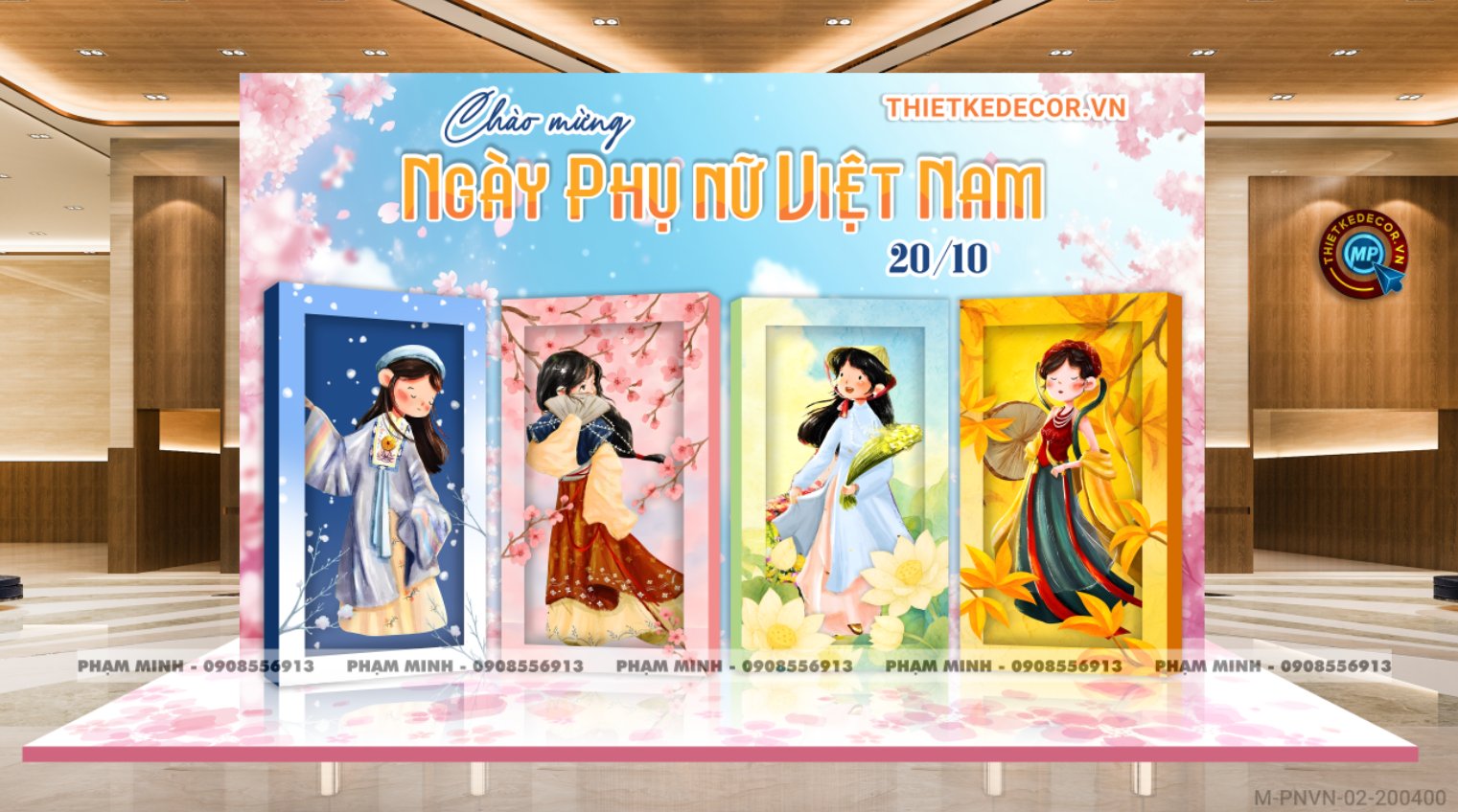 File thiết kế trang trí decor chụp ảnh ngày Phụ nữ Việt Nam 20 tháng 10 Sang trọng Happy women's day