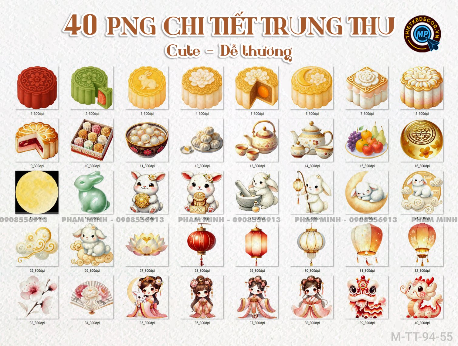 40 Png Chi tiết trung thu hoạt hình ETSY cute màu nước đáng yêu