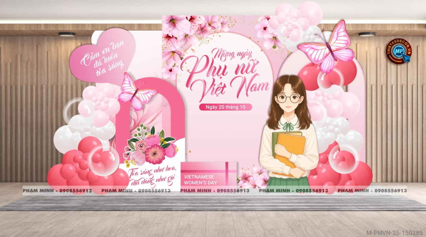 File thiết kế trang trí decor chụp ảnh ngày Phụ nữ Việt Nam 20 tháng 10 Sang trọng Happy Vietnamese women's day