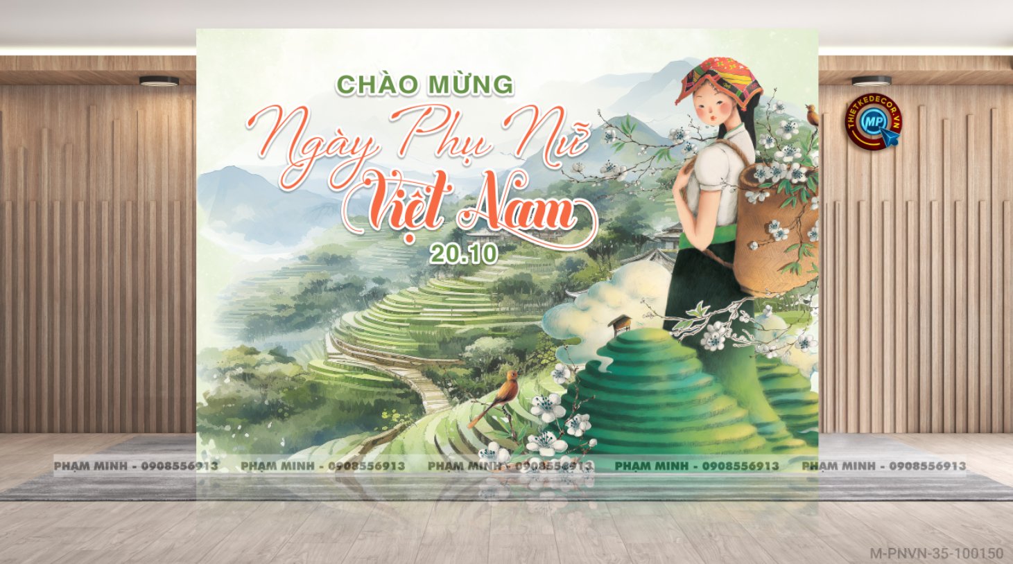 File thiết kế background Chào mừng ngày Phụ nữ Việt Nam 20 tháng 10, tone xanh lá trang trí bong bóng xinh đẹp, sang trọng.