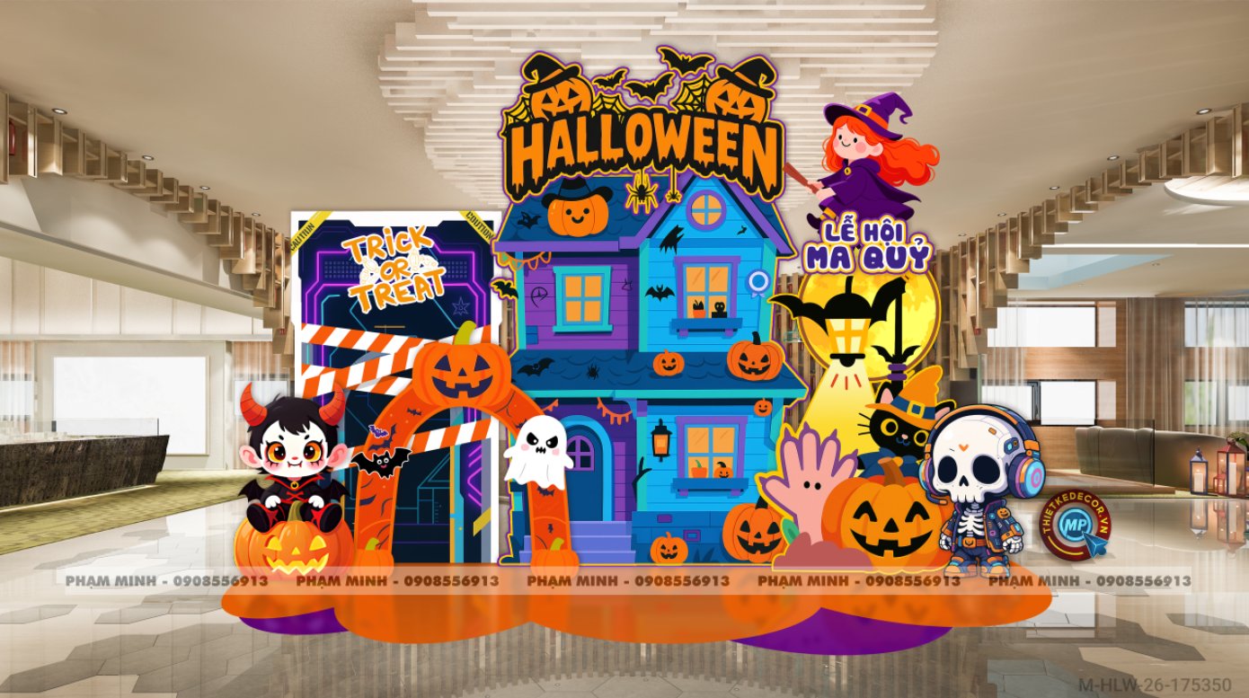 File thiết kế Halloween Trang trí chụp ảnh sự kiện Halloween cute, dễ thương cho Trung tâm tiếng Anh, Mail, Siêu Thị, Trường Học, Nhà hàng, quán cà phê