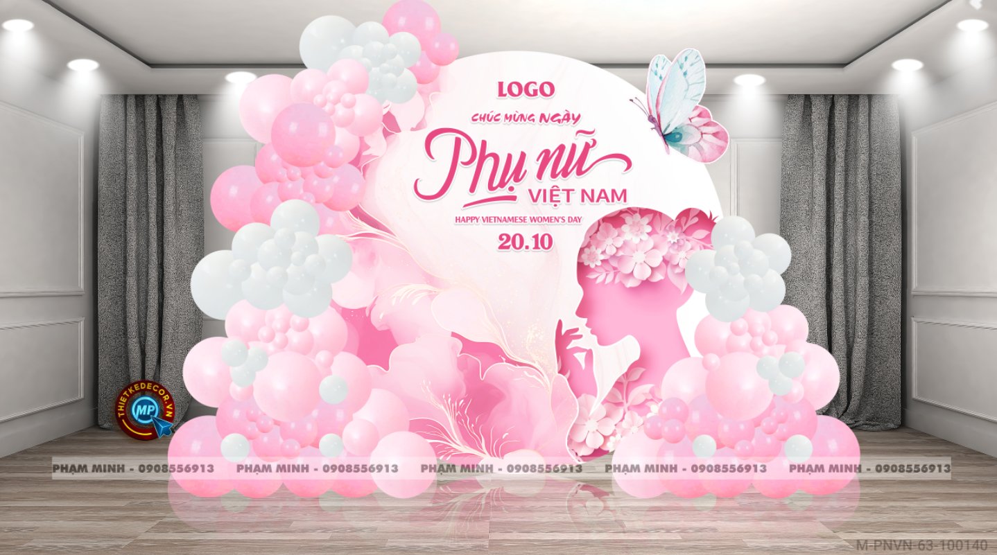File thiết kế trang trí decor chụp ảnh ngày Phụ nữ Việt Nam 20 tháng 10 Sang trọng Happy women's day tone hồng