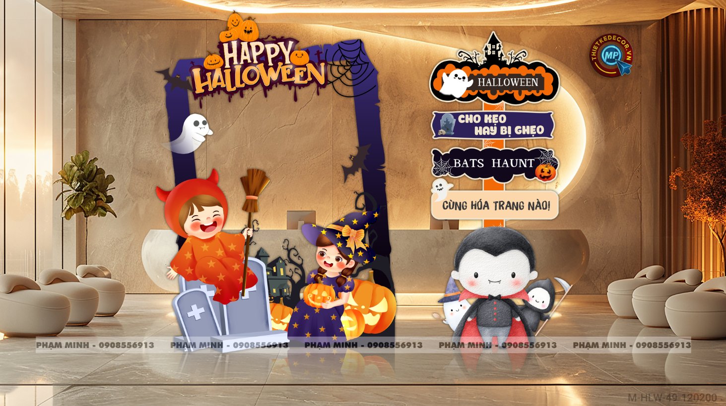 File thiết kế Khung chụp ảnh Halloween check in decor trang trí Lễ Hội Halloween cho Trung tâm Tiếng Anh, trường Mẫu giáo, Mall, nhà hàng, quán cà phê.