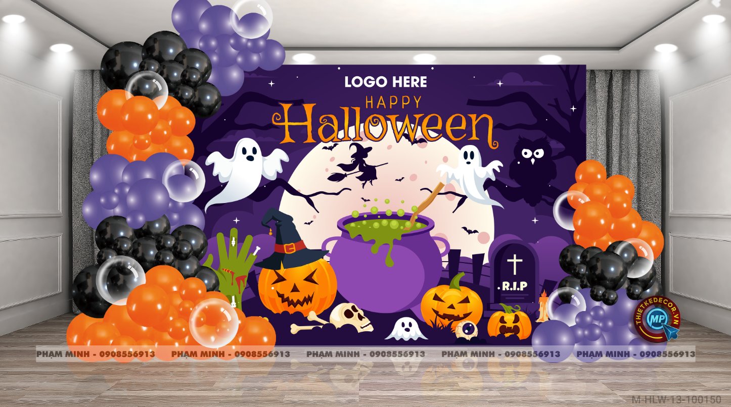 File thiết kế Background Halloween Trang trí Decor chụp ảnh bạt lễ hội hóa trang, trung tâm tiếng anh, mall, nhà hàng,...