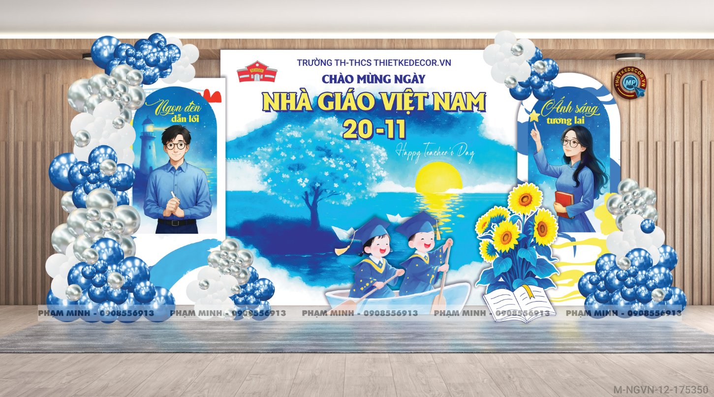 File thiết kế trang trí ngày Nhà giáo Việt Nam 20.11 Decor bong bóng chụp ảnh Happy teacher's day cho trường học đẹp, sang trọng.