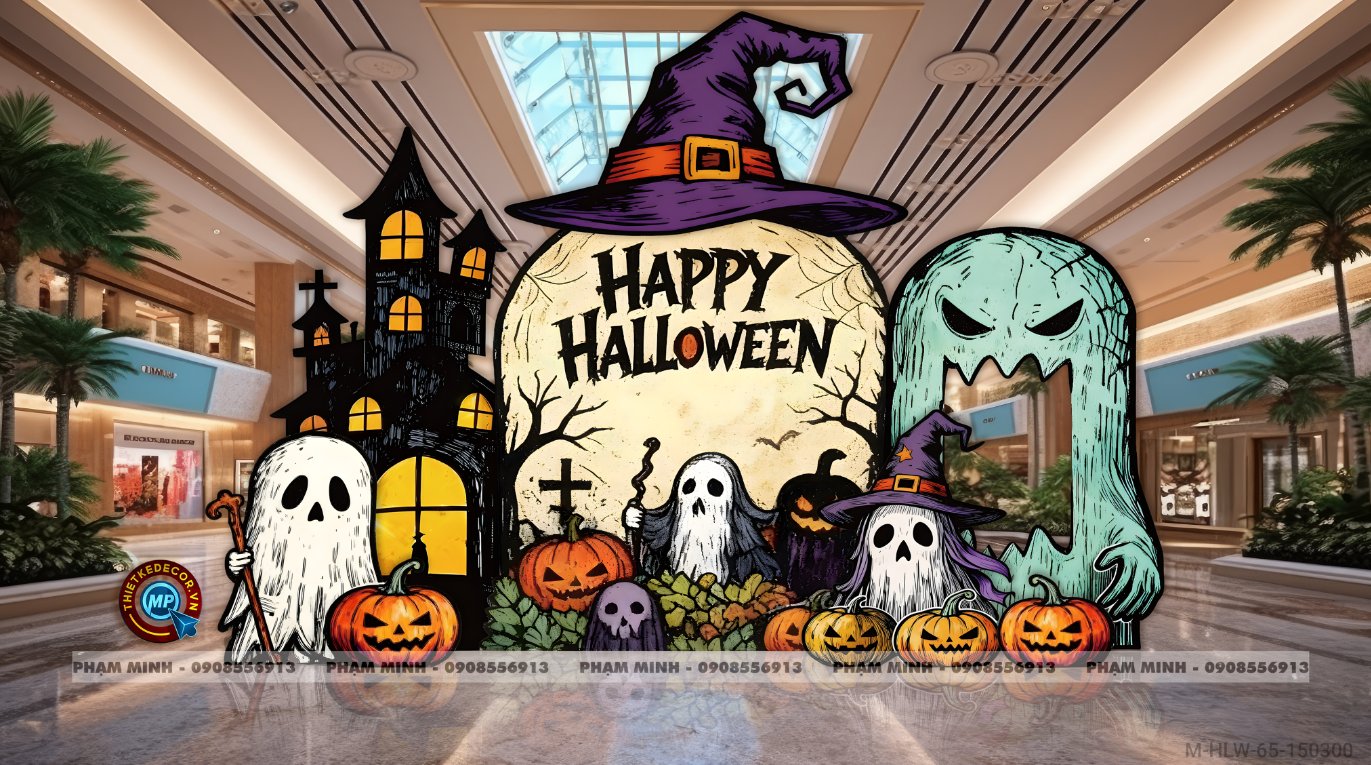 File thiết kế Halloween chủ đề gánh xiếc Trang trí chụp ảnh sự kiện Halloween cute, dễ thương cho Trung tâm tiếng Anh, Mail, Siêu Thị, Trường Học, Nhà hàng, quán cà phê