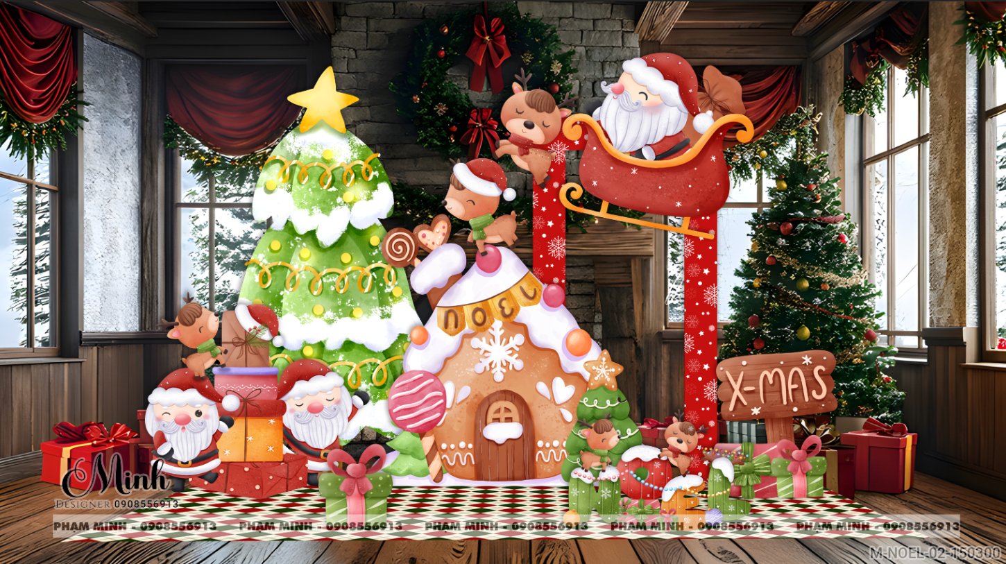 File thiết kế trang trí Giáng sinh Noel Merry Chrismas decor cây thông Decor cho trường học, trung tâm mua sắm, chung cư, nhà hàng, khách sạn, quán cà phê...