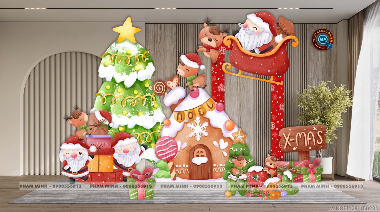 File thiết kế trang trí Giáng sinh Noel Merry Chrismas decor cây thông Decor cho trường học, trung tâm mua sắm, chung cư, nhà hàng, khách sạn, quán cà phê...