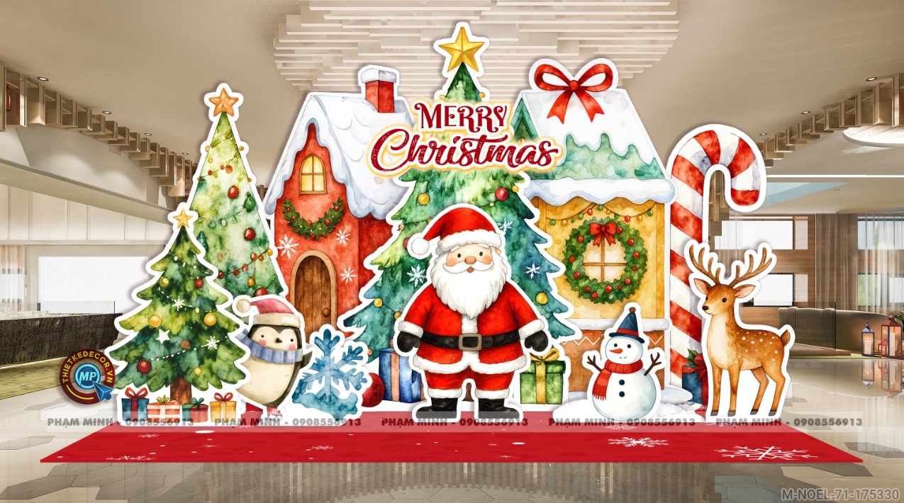 File thiết kế trang trí Giáng sinh Noel Merry Christmas decor cây thông Decor cho trường học, trung tâm mua sắm, chung cư, nhà hàng, khách sạn, quán cà phê...