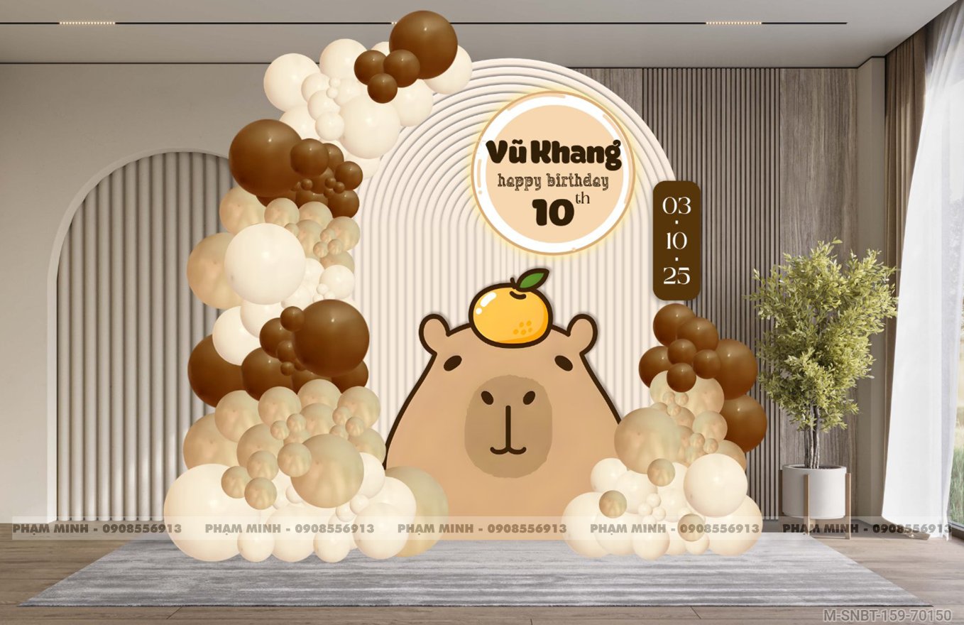 File thiết kế decor trang trí sinh nhật bé trai chủ capybara cute dễ thương.