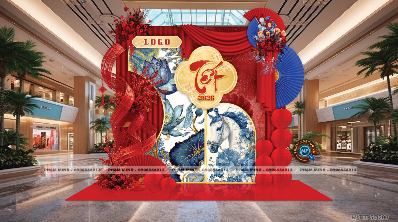 File thiết kế trang trí Tết 2026 Xuân Bính Ngọ decor tiểu cảnh không gian chụp ảnh checkin cho Sảnh chung cư, Nhà hàng, khách sạn, trường học, quán cà phê sang trọng, đẹp mắt.