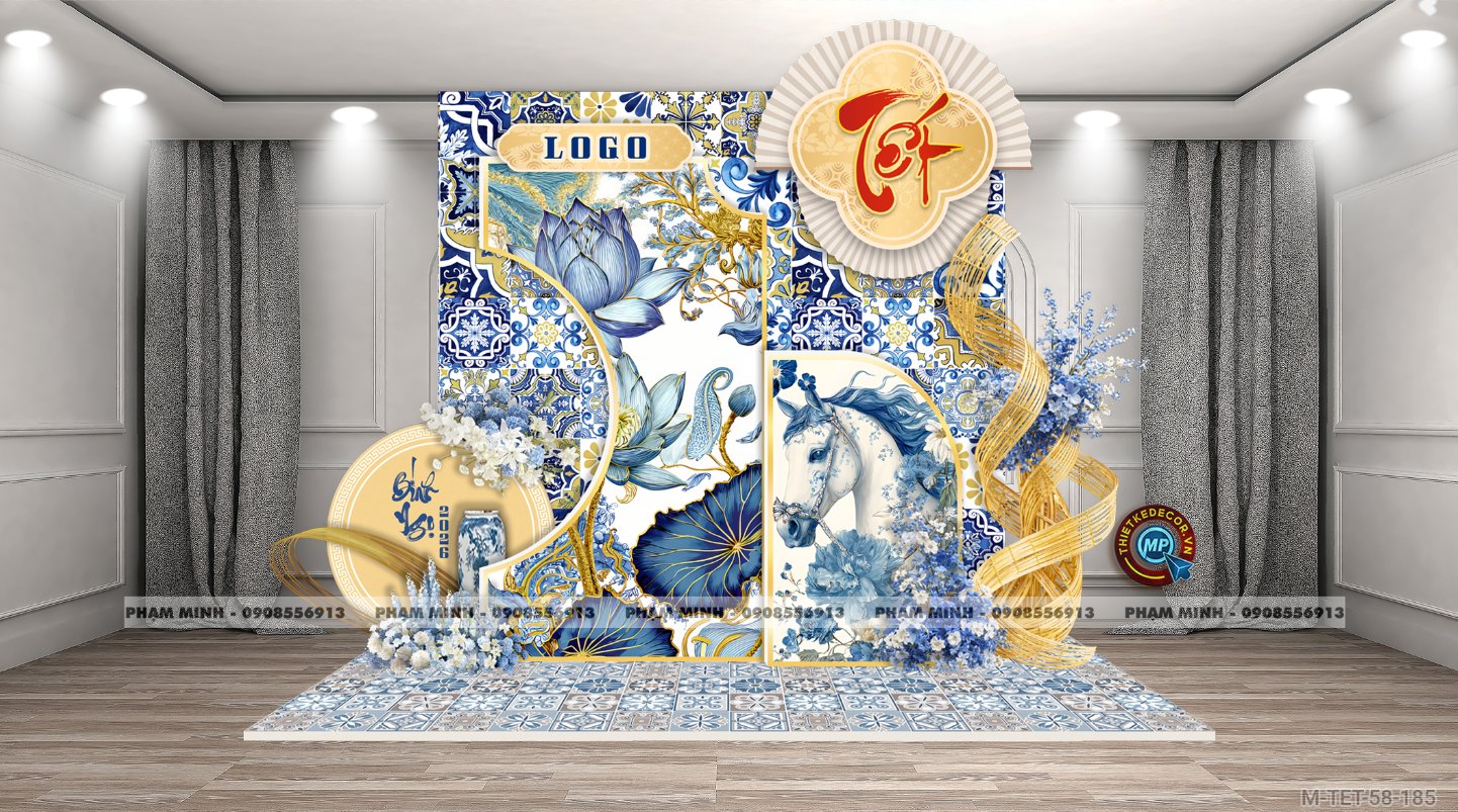 File thiết kế trang trí Tết 2026 Xuân Bính Ngọ decor tiểu cảnh không gian chụp ảnh checkin cho Sảnh chung cư, Nhà hàng, khách sạn, trường học, quán cà phê sang trọng, đẹp mắt.