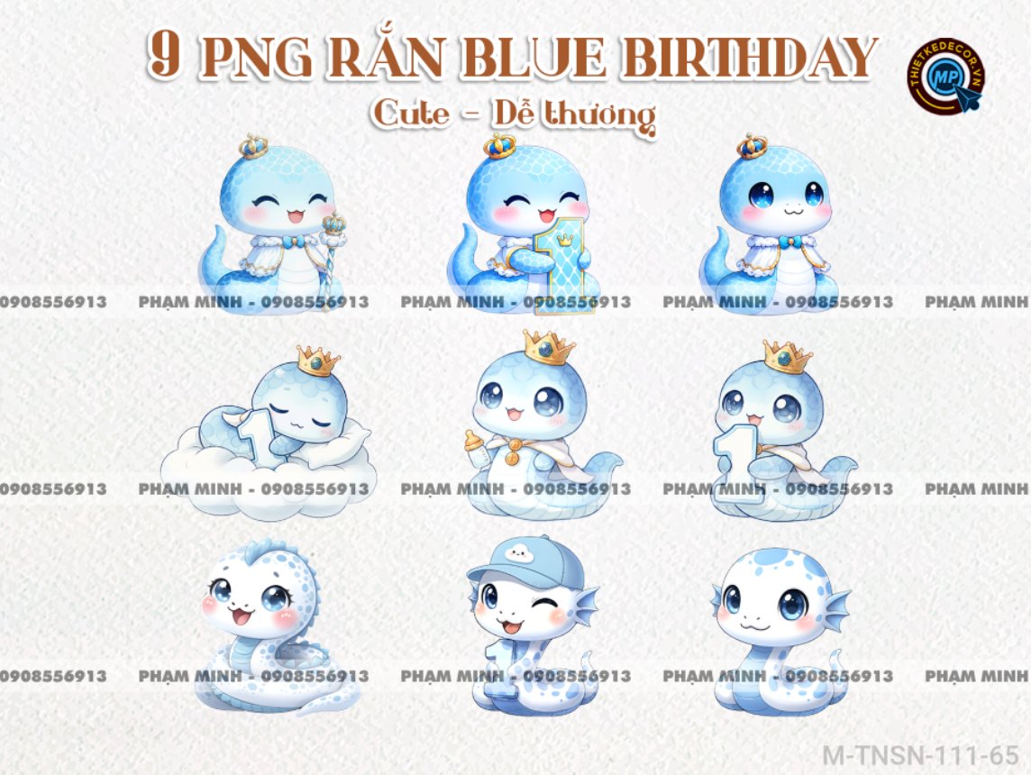 9 PNG Rắn cute dễ thương png water color màu nước đáng yêu dùng thiết kế file sinh nhật thôi nôi 1 tuổi rắn tỵ tone xanh da trời blue