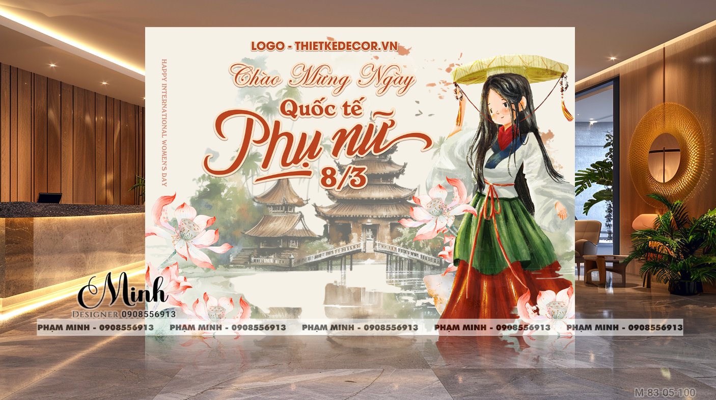 File thiết kế trang trí decor chúc chào mừng ngày Quốc tế Phụ nữ 8 tháng 3 tone đẹp sang trọng cho Ngân hàng, công ty, nhà hàng, sảnh chung cư, trường học, quán cà phê...