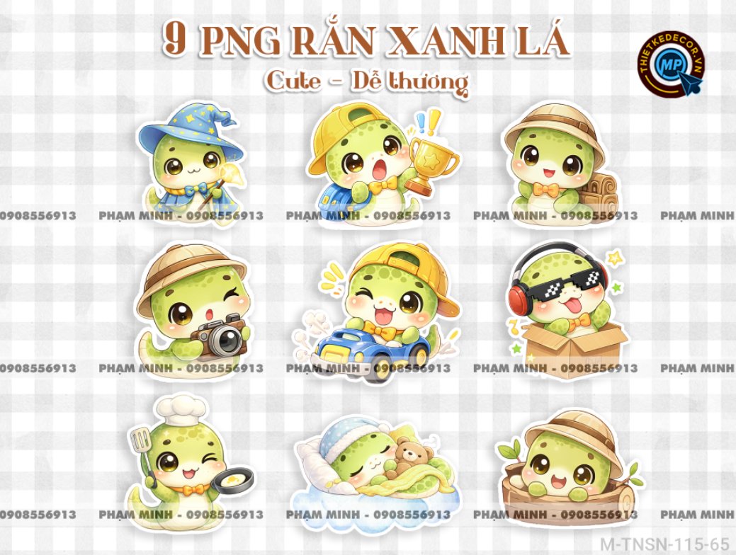 9 PNG Rắn cute dễ thương png water color màu nước đáng yêu dùng thiết kế file sinh nhật thôi nôi 1 tuổi rắn tỵ tone xanh lá