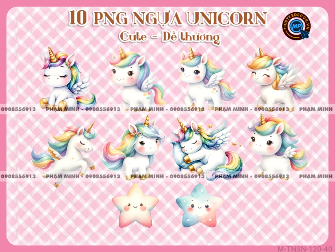 10 PNG Ngựa Unicorn cầu vồng Pony cute dễ thương đáng yêu - tài nguyên thiết kế sinh nhật em bé tuổi Ngựa - Ngọ