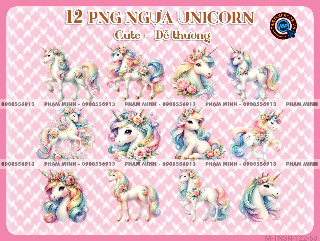 12 PNG Ngựa Unicorn cầu vồng Pony cute dễ thương đáng yêu - tài nguyên thiết kế sinh nhật em bé tuổi Ngựa - Ngọ