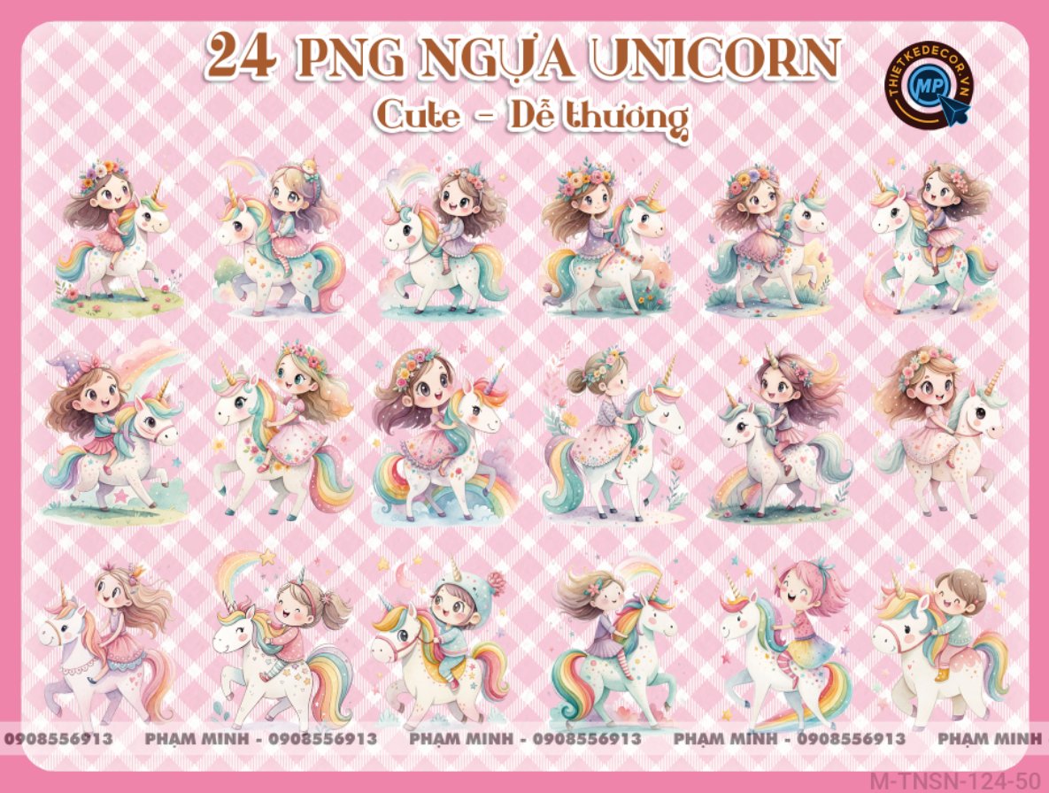 24 PNG Ngựa Unicorn cầu vồng Pony cute dễ thương đáng yêu - tài nguyên thiết kế sinh nhật em bé tuổi Ngựa - Ngọ