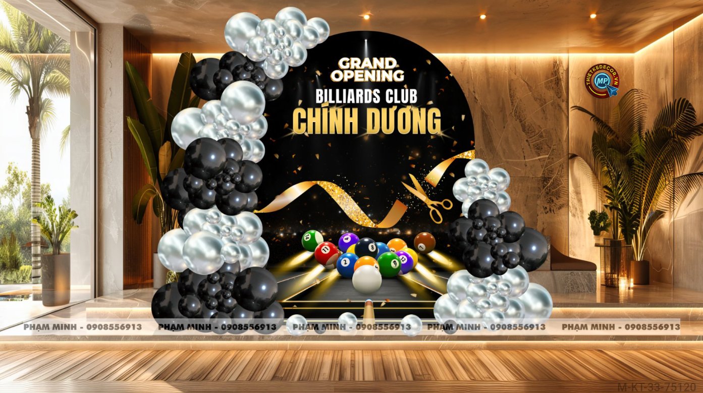 File thiết kế background khai trương Bida - Billiards club tone đen bạc sang trọng đẳng cấp