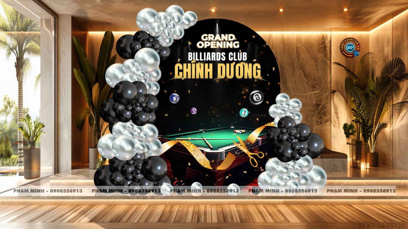 File thiết kế background khai trương Bida - Billiards club tone đen bạc sang trọng đẳng cấp