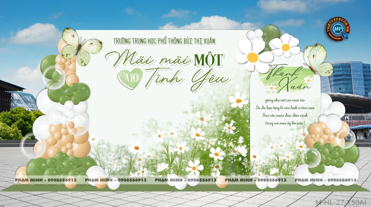 File thiết kế trang trí background họp lớp họp khóa kỷ niệm ngày về trường tone xanh lá sang trọng