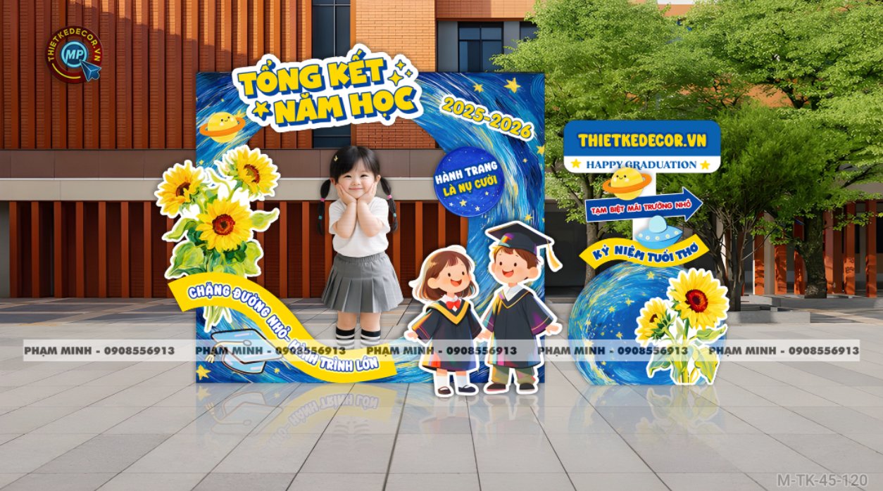 File thiết kế tổng kết năm học decor trang trí chụp ảnh kỷ yếu ra trường cho các bé học sinh mầm non, tiểu học dễ thương, sáng tạo, đáng yêu, sang trọng.