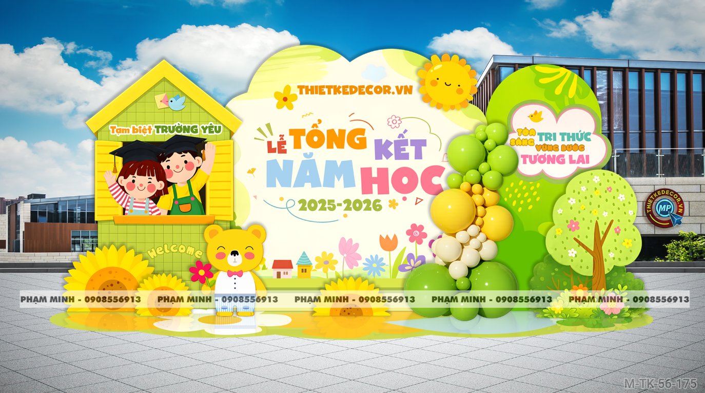 File thiết kế decor trang trí lễ tổng kết năm học tiểu cảnh trang trí bong bóng chụp ảnh kỷ yếu cho các bé trường mầm non, tiểu học dễ thương sang trọng đáng yêu