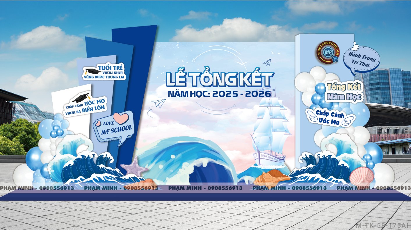 File thiết kế decor trang trí lễ tổng kết năm học trang trí bong bóng chụp ảnh kỷ yếu cho học sinh cấp 2 cấp 3 THCS THPT dễ sang trọng.