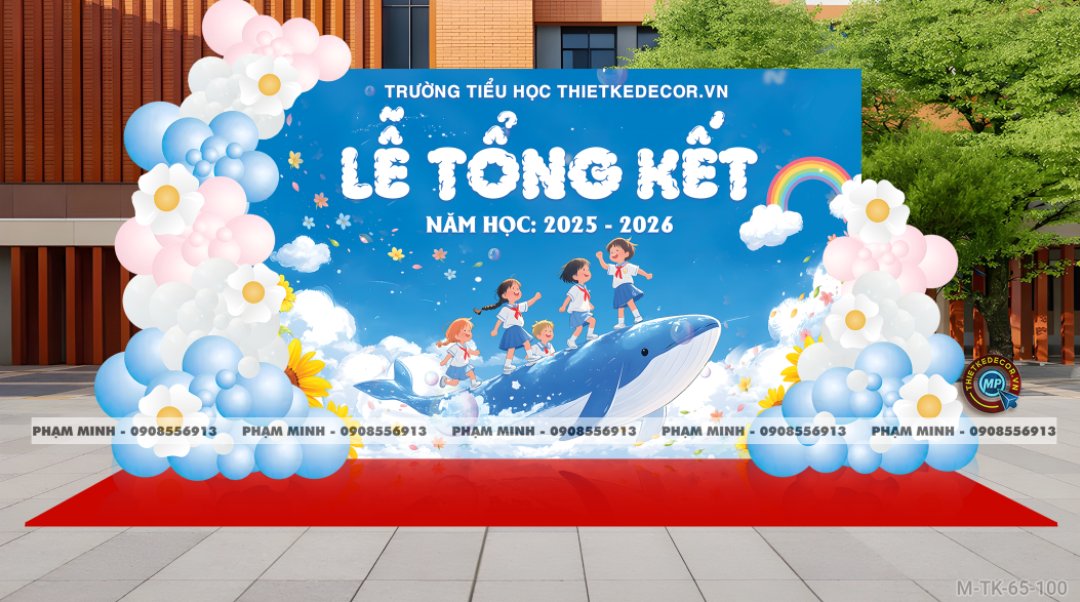 File thiết kế background trang trí lễ tổng kết năm học decor bong bóng quốc tế thiếu nhi trường mầm non, tiểu học, thcs dễ thương đáng yêu sang trọng