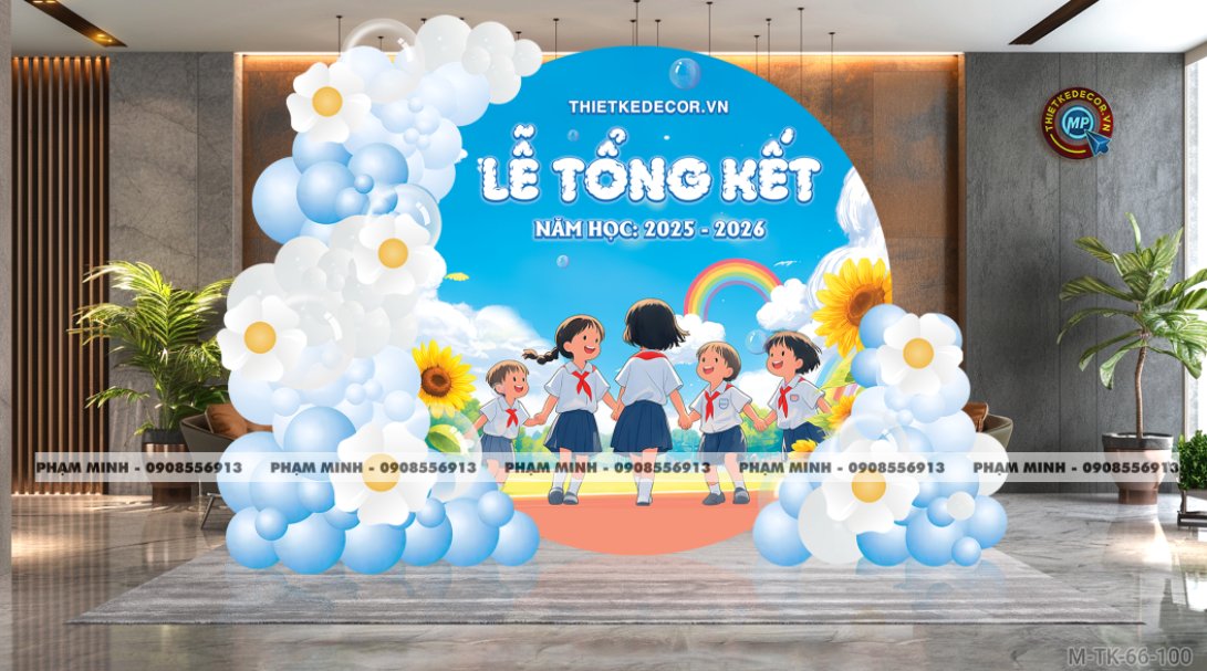 File thiết kế background trang trí lễ tổng kết năm học decor bong bóng quốc tế thiếu nhi trường mầm non, tiểu học, thcs dễ thương đáng yêu sang trọng