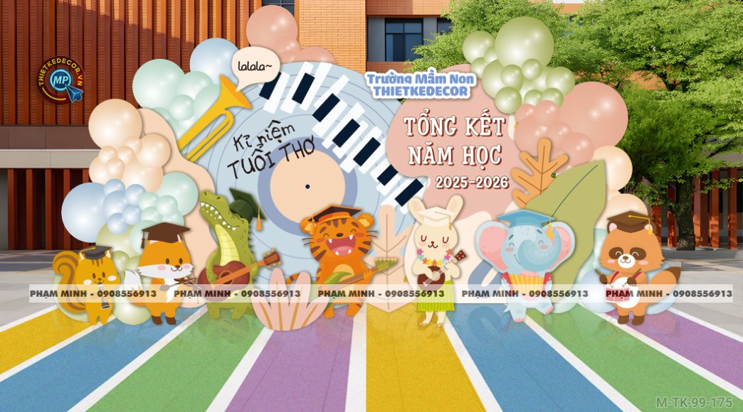 File thiết kế decor trang trí lễ tổng kết năm học tiểu cảnh trang trí bong bóng chụp ảnh kỷ yếu cho các bé trường mầm non, tiểu học dễ thương sang trọng đáng yêu tone xanh da trời