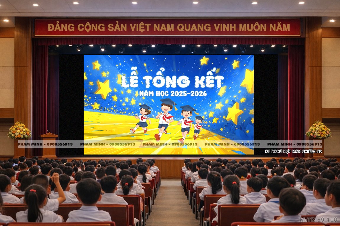 File thiết kế background chiếu màn led tổng kết năm học cho học sinh tiểu học mầm non và chào mừng ngày quốc tế thiếu như dễ thương sang trọng